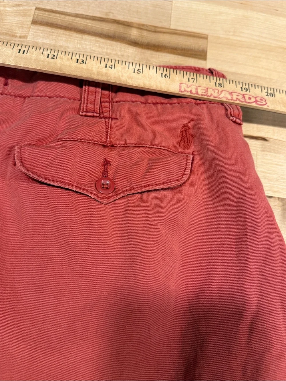 Polo by Ralph Lauren Men's Brick Red Flat Front Chino Shorts Cotton Size 36